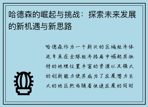 哈德森的崛起与挑战：探索未来发展的新机遇与新思路
